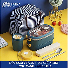 Hộp Cơm Giữ Nhiệt INOX304 Hiện Đại Kèm Hộp Đựng Canh Soup và Bộ Đũa Thìa INOX – Chất Liệu Cao Cấp An Toàn Cho Sức Khỏe – Hàng Chính Hãng Vinbuy