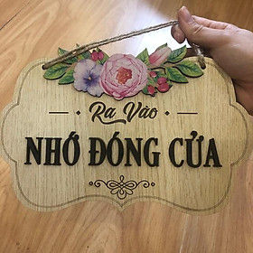 Mua Bảng gỗ treo cửa ra vào nhắc nhở Nhớ đóng cửa lịch sự cho các shop  văn phòng sẵn dây treo tặng kèm móc dán