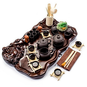 Mua Bộ ấm trà điện ông Địa  Đại Cát Đại Lộc chất liệu gỗ cao cấp nguyên khối - AsiaMart