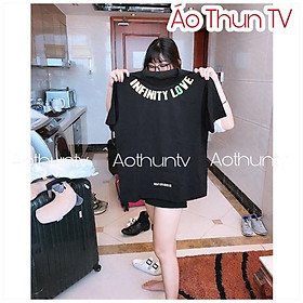 Áo thun phản quang quanh cổ tay lỡ unisex nam nữ đồ đôi INFINITY LOVE Form Rộng oversize Siêu Chất - áo phông tee basic