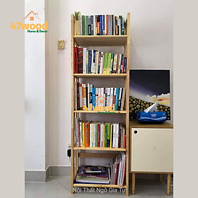 Mua Kệ sách 5 tầng rộng 50cm  gỗ cao su tự nhiên - Kệ gỗ đa năng 5 tầng 47WOOD KSG550