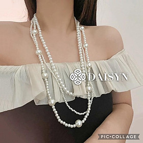 N372 dây chuyền hạt trai 3 sợi kiểu dáng xinh xắn cho nữ