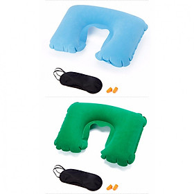 Mua Bộ 2 Gối hơi đỡ cổ chữ U dùng văn phòng  ngồi xe hơi hay đi du lịch tặng bịt mắt khi ngủ và nút bịt tai tiện dụng
