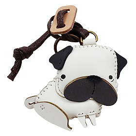 Móc Khóa Da Thú Nhồi Bông Chó Pug Trắng PT019