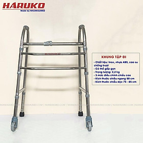 Khung Tập Đi Inox Có Bánh Xe, Khung Tập Đi Haruko Hỗ Trợ Người Già, Người Khuyết Tật