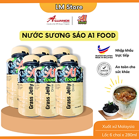 Lốc 6 chai thức uống sương sáo thanh mát kèm thạch A1 Food Grass Jelly Drink 280ml - Nhập khẩu Malaysia