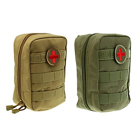 2 Pieces Brown + Army Green MOLLE EMT Pouch Medic First Aid IFAK Blowout Utility Pouch Hunting Outdoor Emergency