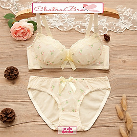 Bộ đồ lót có gọng đệm vừa ôm ngực thêu hoa viền ren đắp