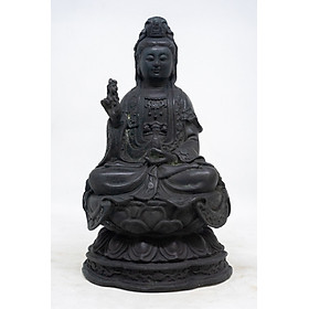 Tượng Phật Bà Quan Âm ngồi thiền tòa sen bằng đồng
