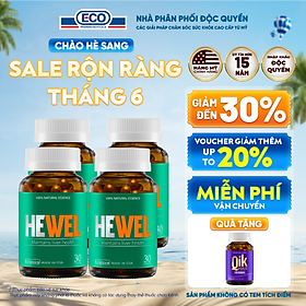 [Tặng Qik Hair Nữ 15v] Combo 4 Hộp 30v -  Viên Uống Bổ Gan Hewel Ecogreen – Giải Độc Gan Mát Gan, Hỗ Trợ Tiêu Hóa