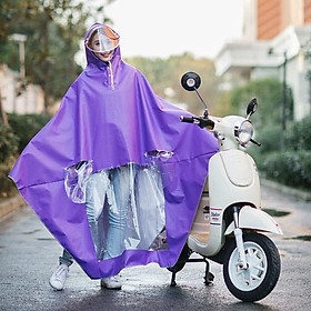 Áo mưa một người, có kính và khẩu trang che mặt đi xe máy