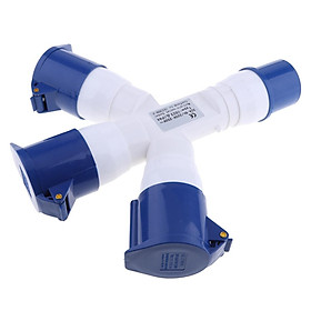 Hình ảnh 220V 32Amp 3Pin Industrial Socket 3 Way Splitter Waterproof 2P+E