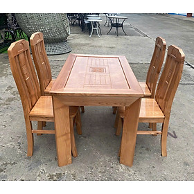 Bộ bàn ăn 4 ghế gỗ sồi mẫu mới-Bộ bàn ăn giá rẻ 45R ( FREESHIP )