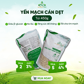Yến mạch nguyên chất cán dẹt Sức Khỏe Xanh 450g, ăn liền, tiện lợi, nhập khẩu chính hãng