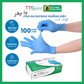 Mua Găng Tay Y Tế  Găng Tay Cao Su Y Tế Không Bột Nitrile TTGLOVES cao cấp Màu Xanh 4.5g 100 Chiếc (Size S)