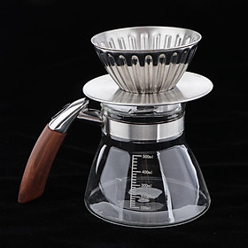 Hình ảnh Coffee Maker Hand Drip Brewer Pot Carafe and Aluminum Filter Set 4 Cups