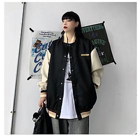 Áo bomber nữ form rộng, Áo khoác nữ bomber ulzzang màu đen dài tay mặc nhà đi chơi đi học thời trang hàn quốc