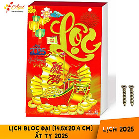 Mua Lịch Bloc Tài Lộc Ất Tỵ 2025 có tem niêm yết (khổ giấy 14*20) kèm ốc vít giấy bóng ánh nhũ kim