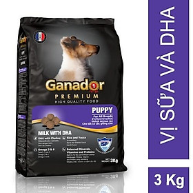 Thức ăn cho chó con vị sữa DHA Ganador Puppy milk with DHA gói 3kg