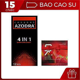 Bao Cao Su Azodra Gân Gai 15 chiếc + Tặng bao cao su Ok dâu hộp nhỏ