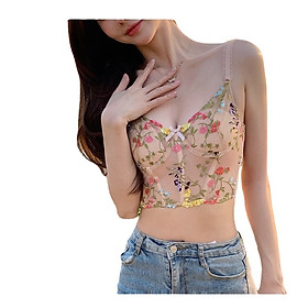 Áo Corset họa tiết bông hoa dáng lửng có gọng đệm nâng ngực Lylylorem CR003