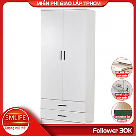 Tủ quần áo gỗ hiện đại SMLIFE Carmelo  | Gỗ MDF dày 17mm chống ẩm | D80xR50xC180cm - Màu