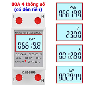 Công tơ điện tử đa năng 80A đo công suất, điện áp, cường độ dòng điện [LOẠI 4 THÔNG SỐ]