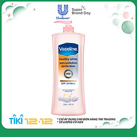 Sữa Dưỡng Thể Trắng Da Chống Nắng Và Ô Nhiễm Môi Trường Vaseline SPF 24 PA ++ (400ml)