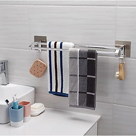 Kệ treo khăn inox 2 thanh dán cường lực mã 5219