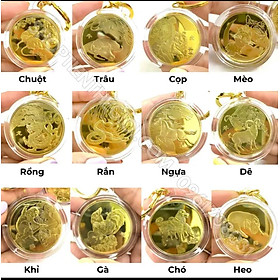 Lì xì tết Móc Khóa Xu 12 Con Giáp Phong Thuỷ May Mắn LGLSC000463