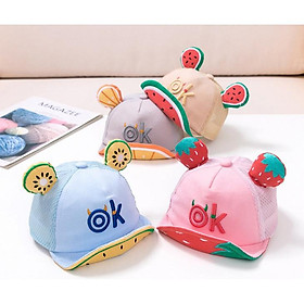 Mũ lưỡi trai HOA QUẢ thêu chữ OK siêu cool cho bé trai bé gái từ 6 tháng - 2 tuổi