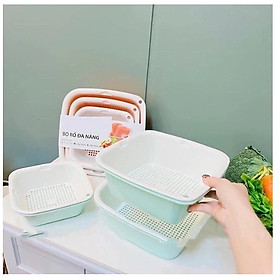 Mua Bộ rổ kèm thau chậu nhựa vuông 6 món cao cấp