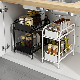 Kệ để đồ đa năng thiết kế trượt bằng thép carbon sơn tĩnh điện không gỉ, kệ gia vị nhà bếp, kệ trang trí, kệ mỹ phẩm tiện lợi VANDO