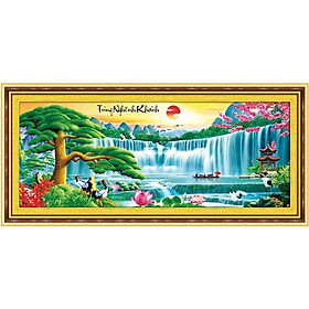 Tranh thêu chữ thập Tùng nghênh khách DLH-222986