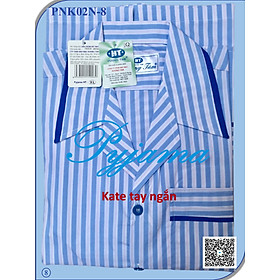 Bộ Pyjama HUONGTAM Kate tay ngắn nam cao cấp(PNK02). Chất liệu Kate loại tốt: mềm mại, thoáng mát, không phai màu