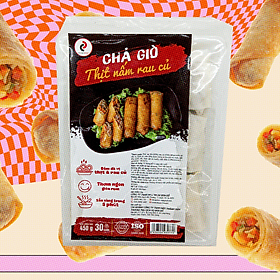 Chả Giò Thịt Nấm Rau Củ Chả Giò Truyền Thống 30 Cái Gói 450gr - Thương hiệu Đen Đỏ