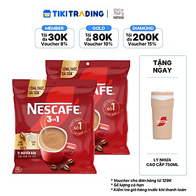 [Tặng Ly nhựa Mochi cao có nắp đậy 2025 NESCAFE ] Combo 2 Bịch NESCAFE 3IN1 Công thức cải tiến - VỊ NGUYÊN BẢN Bịch 46 gói