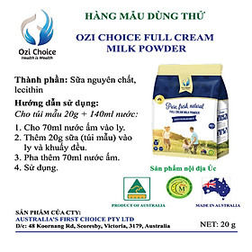 MẨU DÙNG THỬ - 20gr Sữa Bột Nguyên Kem Ozi Choice - Nhập Khẩu từ Úc