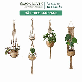 Combo 4 dây treo chậu cây Macrame MONROVIA, trang trí trong nhà, sân vườn, đan thủ công tỉ mỉ, Tiêu chuẩn Châu Âu