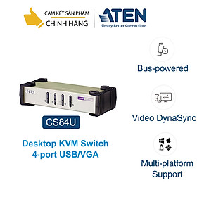 Bộ chuyển tín hiệu 4 CPU dùng chung 1 màn hình, ATEN CS84U KVM Switch dạng Desktop- Hàng chính hãng