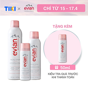 Combo 3 xịt khoáng cấp ẩm và làm dịu da Evian 300ml + 150ml + 50ml