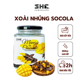 Xoài nhúng socola - Hũ thủy tinh 120g - SHE Chocolate - Bổ sung năng lượng, đa dạng vị giác. Quà tặng sức khỏe, quà tặng người thân, dịp lễ, thích hợp ăn vặt