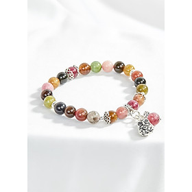 Vòng tourmaline đa sắc phối charm cú bạc Ngọc Quý Gemstones