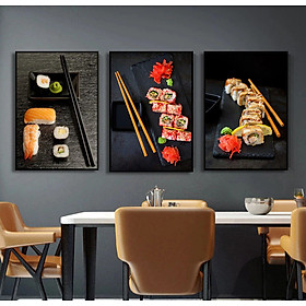 Tranh treo tường trang trí decor quán sushi tặng kèm đinh 3 chân