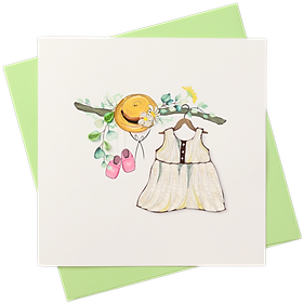 Thiệp Giấy Xoắn Nghệ Thuật - Trang Phục Thiên Thần Nhỏ - Little Girl Outfit Wishes - Birth Of A Baby- 15 x 15 - VN2XM115B77NN