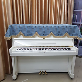 Mua Khăn Phủ Đàn Piano màu xanh  vải dày có họa tiết cao cấp