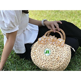 Túi tròn lục bình quay mây