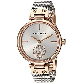 Anne Klein Women's AK/3001GPBL Swarovski Crystal Accented Gold-Tone and Blue Mesh Bracelet Watch