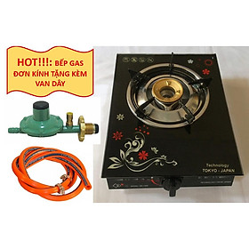 Mua Bếp Ga Đơn Mặt Kính + Van + Dây gas Hàn Quốc (dùng bình gas 12kg)