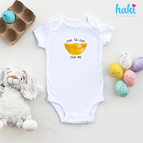 Bộ bodysuits (body liền) cộc tay vai chồm mềm mại, họa tiết thanh long xinh yêu cho bé trai bé gái HAKI BC006